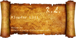 Klopfer Lili névjegykártya